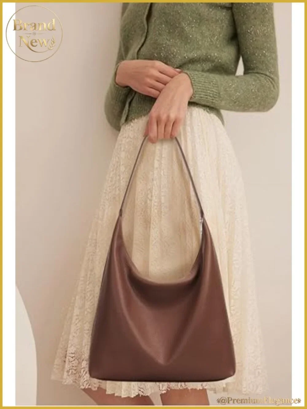 Slouchy Tote Bag Vegan Leather Crescent Hobo Zipper Shoulder Bag